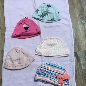 Lot of 5 baby hats